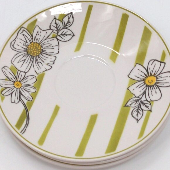 Mikasa Cera Stone Poppy Saucer Set of 3 Mid Century 3159-M - Picture 2 of 4